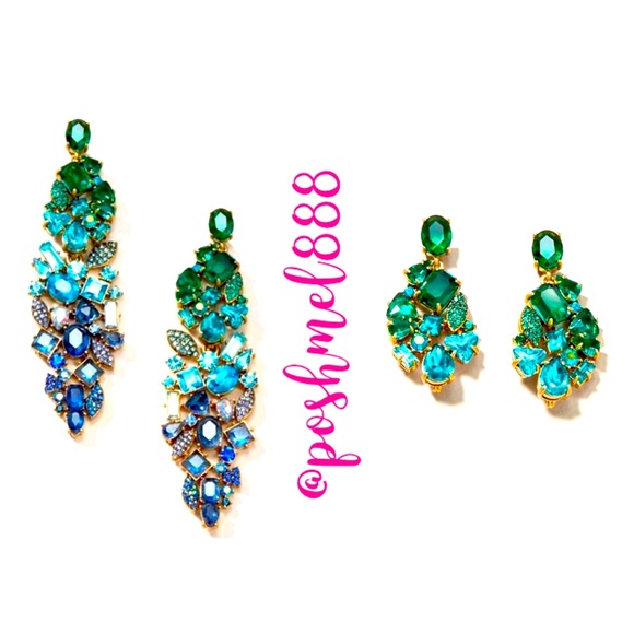 Stella & Dot Jewelry - Stella & Dot | Blue Ombré🦚Peacock Blue & Green Versatile 2-in-1 Linear Earring